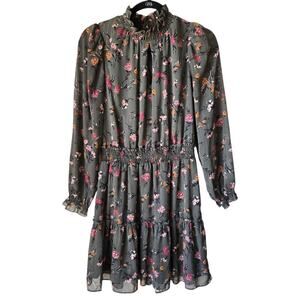 Drew Floral Pinstripe Keyhole Mini Dress Size Small